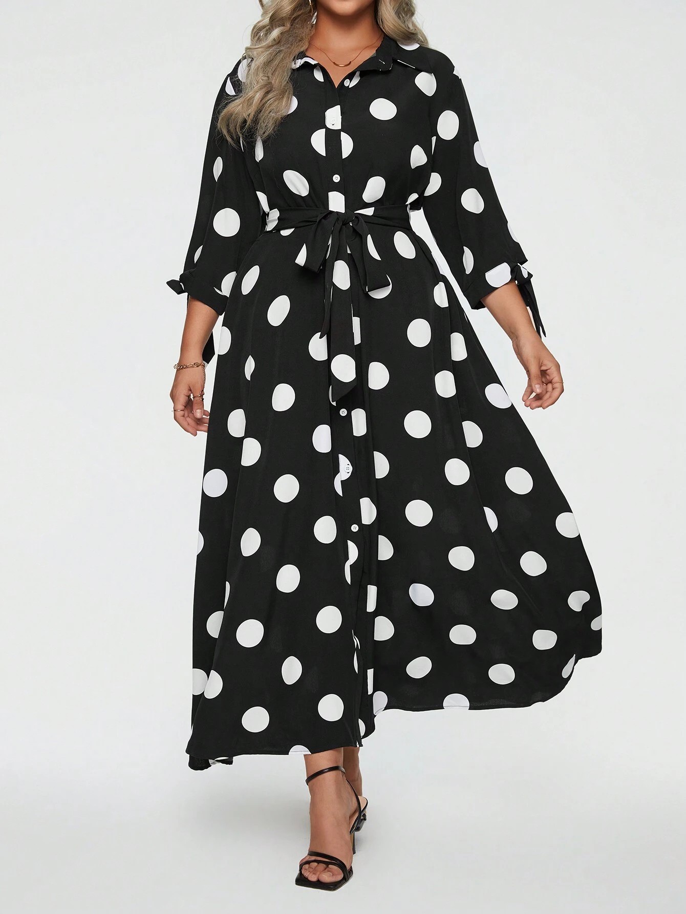 Elegantes langes Polka Dot-Kleid für Damen (2 Stück kaufen, kostenloser Versand)