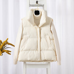 Stand Collar Padded Sleeveless Vest Jacket