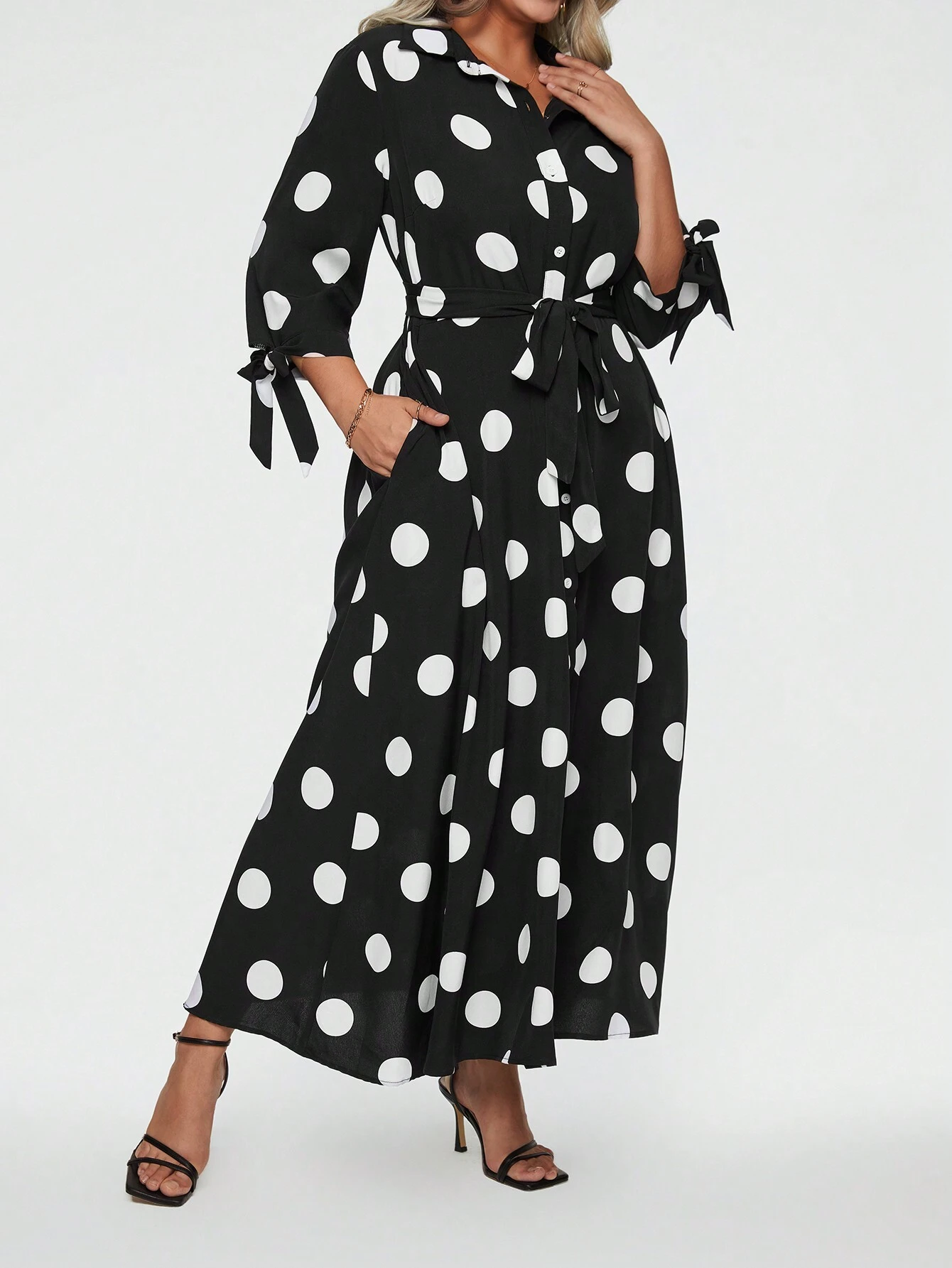 Elegantes langes Polka Dot-Kleid für Damen (2 Stück kaufen, kostenloser Versand)