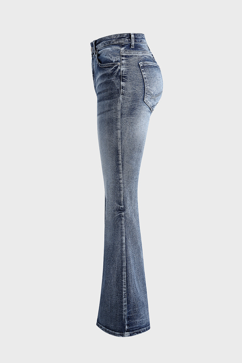 90er Vintage Jeans mit Stickerei und niedriger Taille