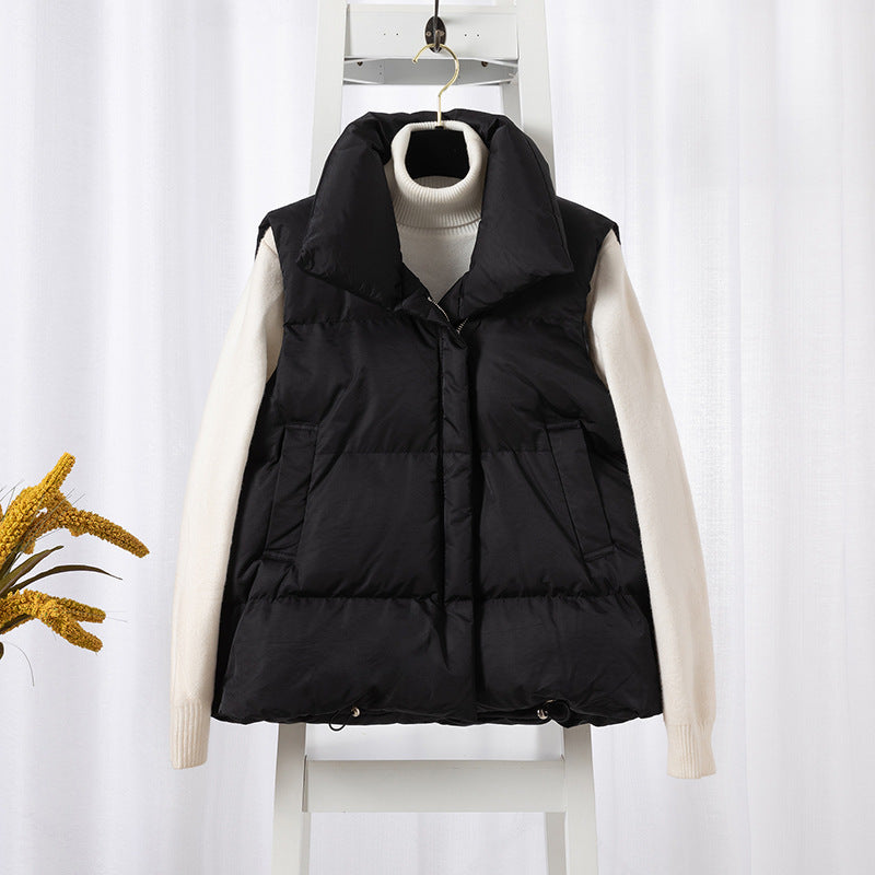 Stand Collar Padded Sleeveless Vest Jacket