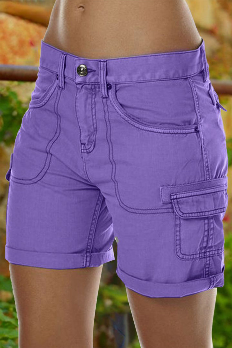 Shorts mit Rollsaum und festem Zierstichbesatz