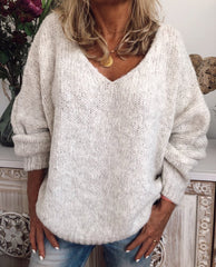 V-neck Solid Color Loose Sweater