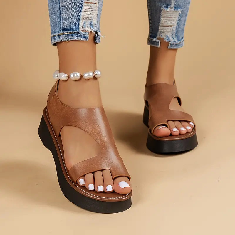 🔥LAST DAY PROMOTION 50% OFF - WOMEN'S LEATHER PLATFORM WEDGE ORTHOPEDIC SANDALS