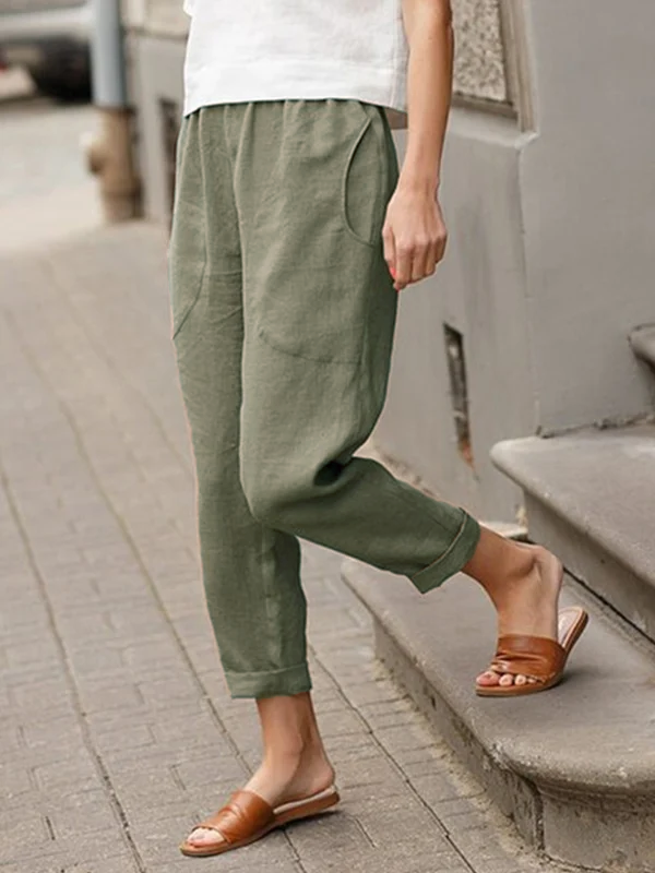 Linen-cotton Women's Large Size Loose Pants