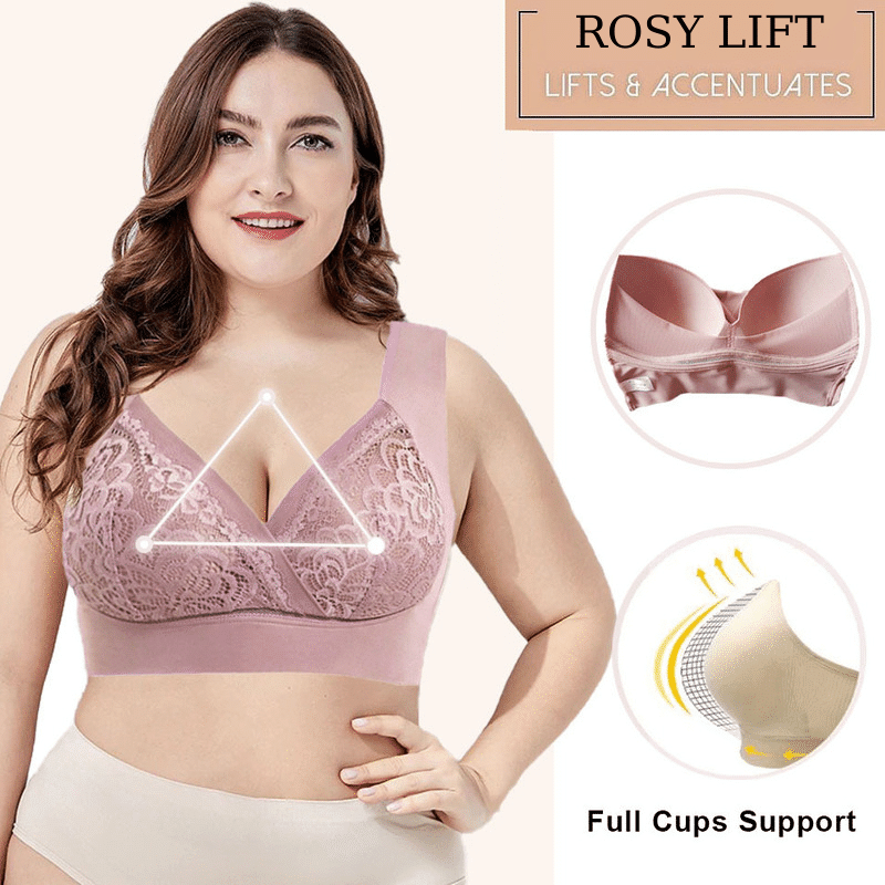 Grey - Plus Size Comfort Extra Elastic Wireless Support Lace Bra