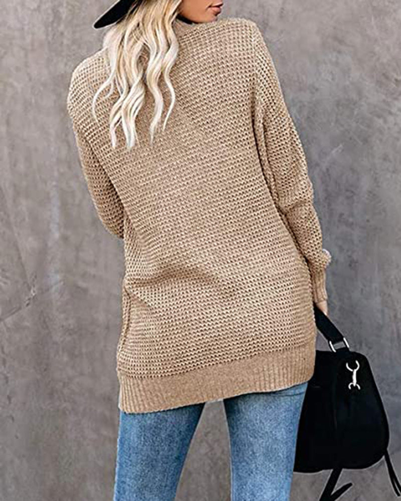 Curved Fly Pocket Sweater Cardigan