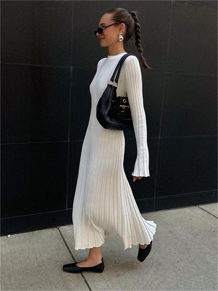 2024 Fall New Sleeved Knit Midi Dress