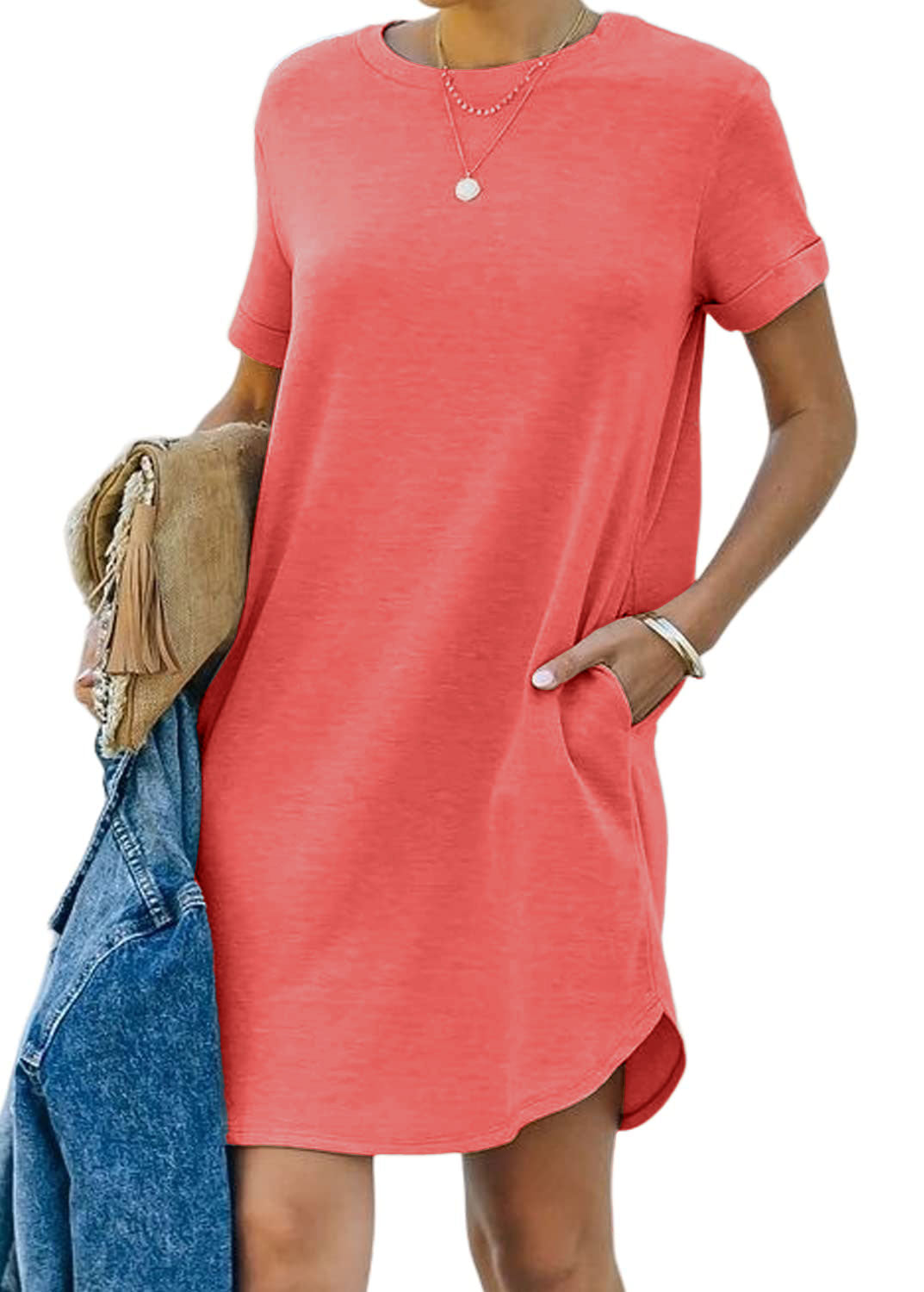 Women's Casual Short Sleeve T-shirt Dress with Pocket (Buy 2 Free Shipping)