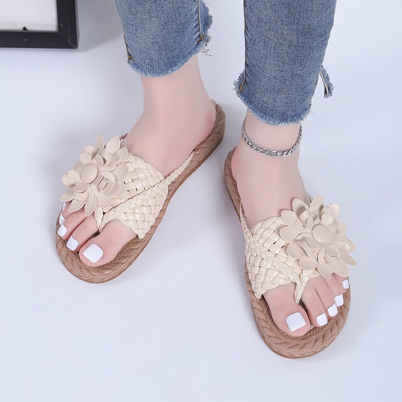 Women's Flower Flat Flip Flops