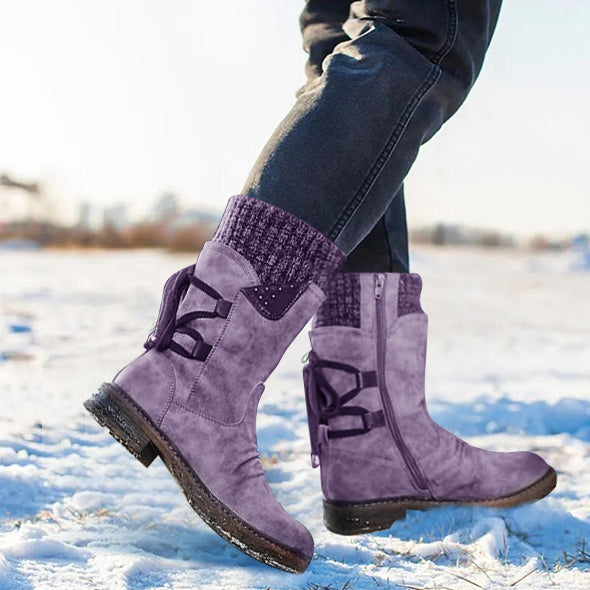 Botas de nieve con cordones en la parte posterior y cálidas para mujer en invierno 