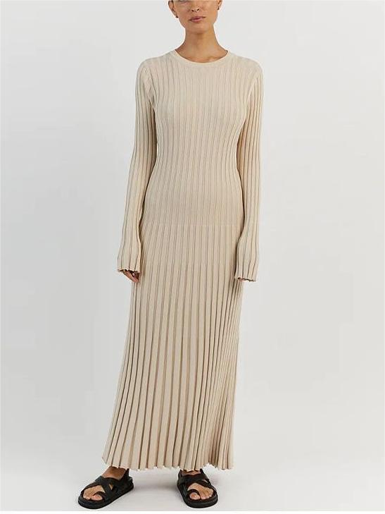 2024 Fall New Sleeved Knit Midi Dress