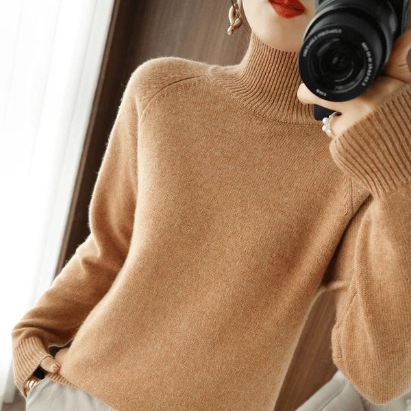 Women's Solid Turtleneck Knit Sweater