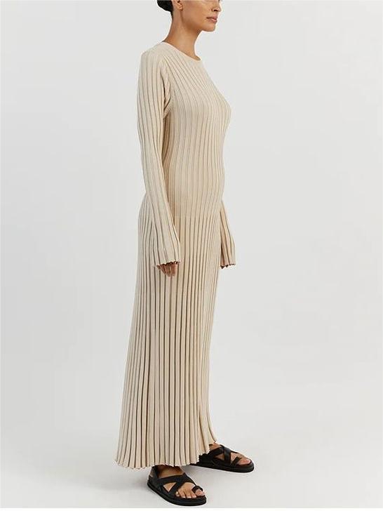 2024 Fall New Sleeved Knit Midi Dress