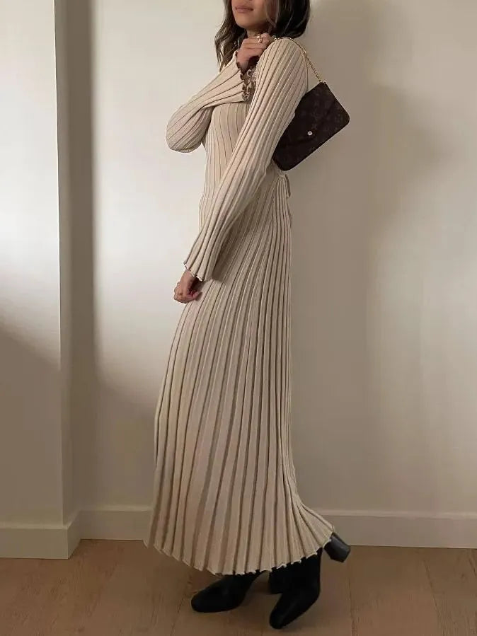 2024 Fall New Sleeved Knit Midi Dress