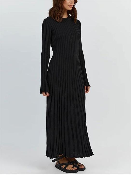 2024 Fall New Sleeved Knit Midi Dress