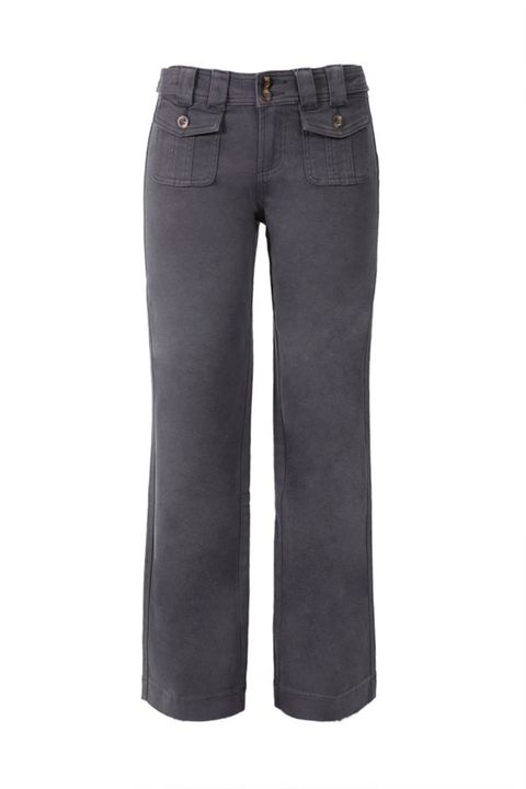 Solid Button Detail Flap Pocket Straight Leg Pants