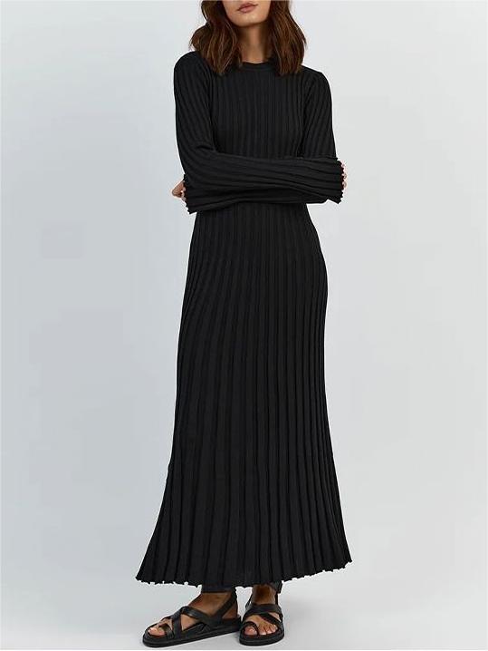 2024 Fall New Sleeved Knit Midi Dress