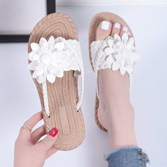 Damen Flower Flat Flip-Flops