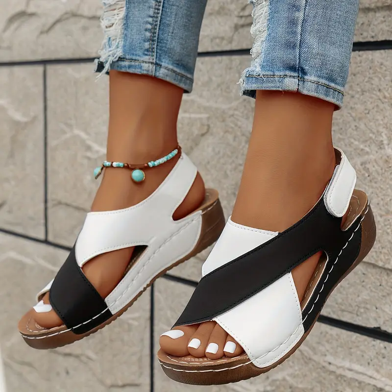 👍Último día 56% de descuento en sandalias de cuña con tiras para mujer