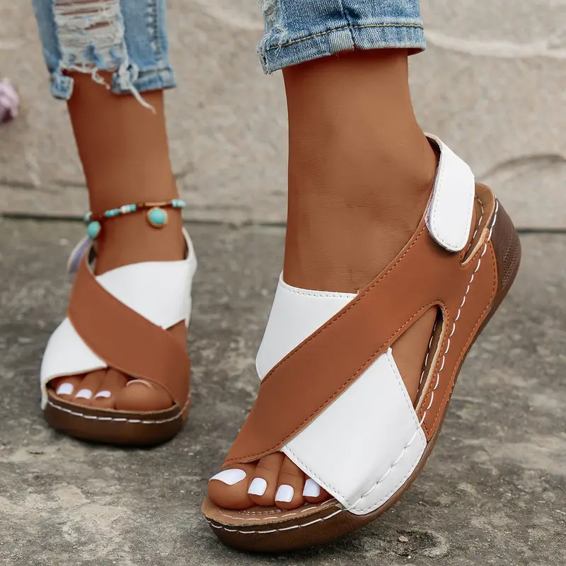 👍Último día 56% de descuento en sandalias de cuña con tiras para mujer