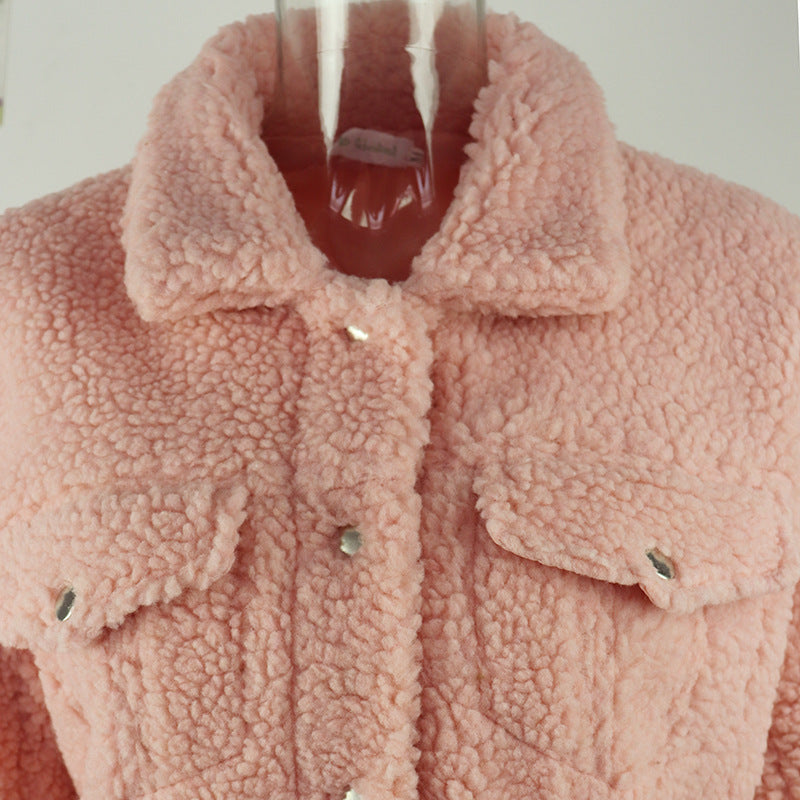 Chaqueta de felpa suave y cálida de piel de camello Sherpa 