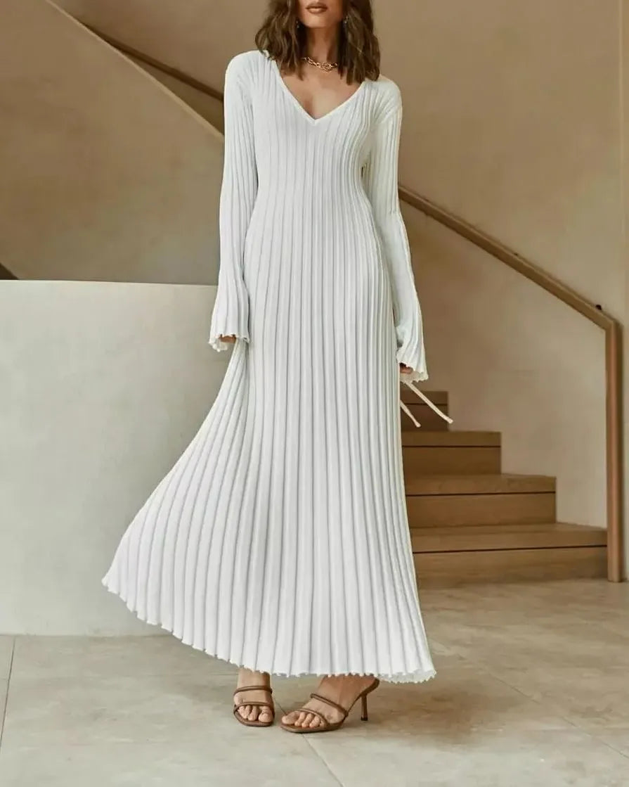 2024 Fall New Sleeved Knit Midi Dress