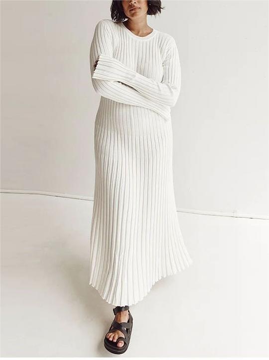 2024 Fall New Sleeved Knit Midi Dress