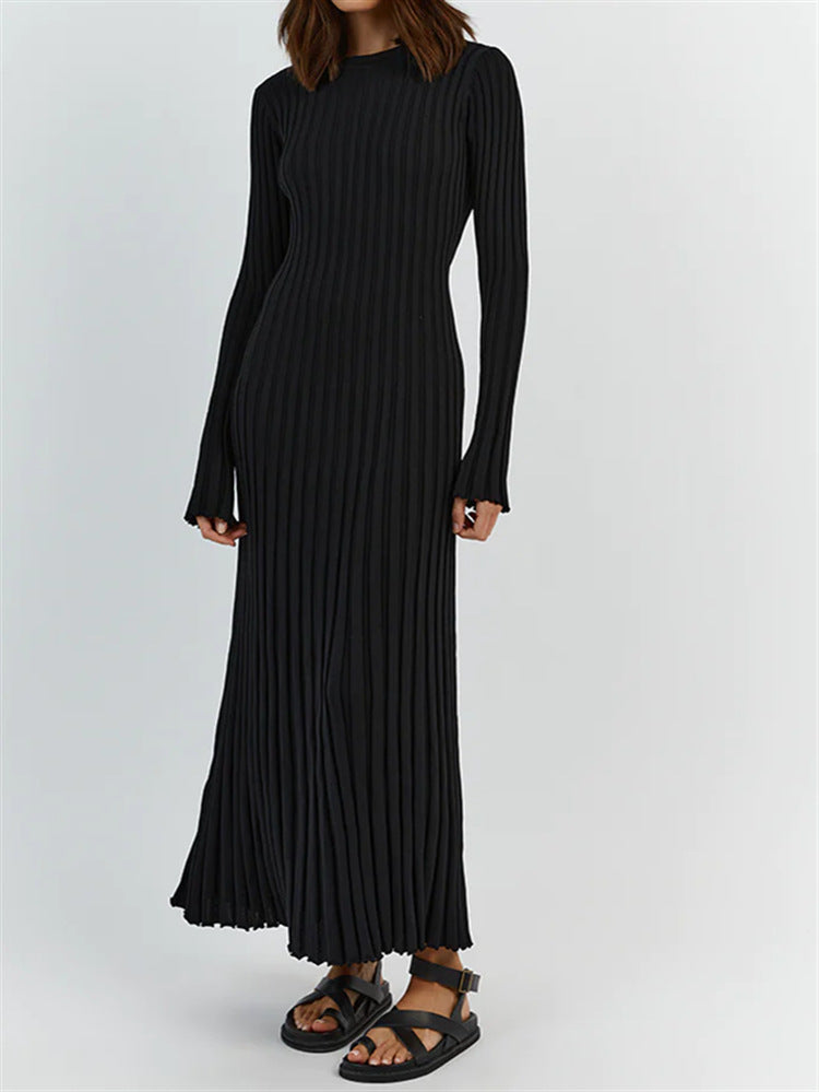 2024 Fall New Sleeved Knit Midi Dress