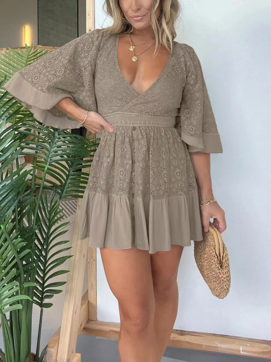 Women's Lace Crochet Romper Dress with Built-in Shorts (Buy 2 Free Shipping)