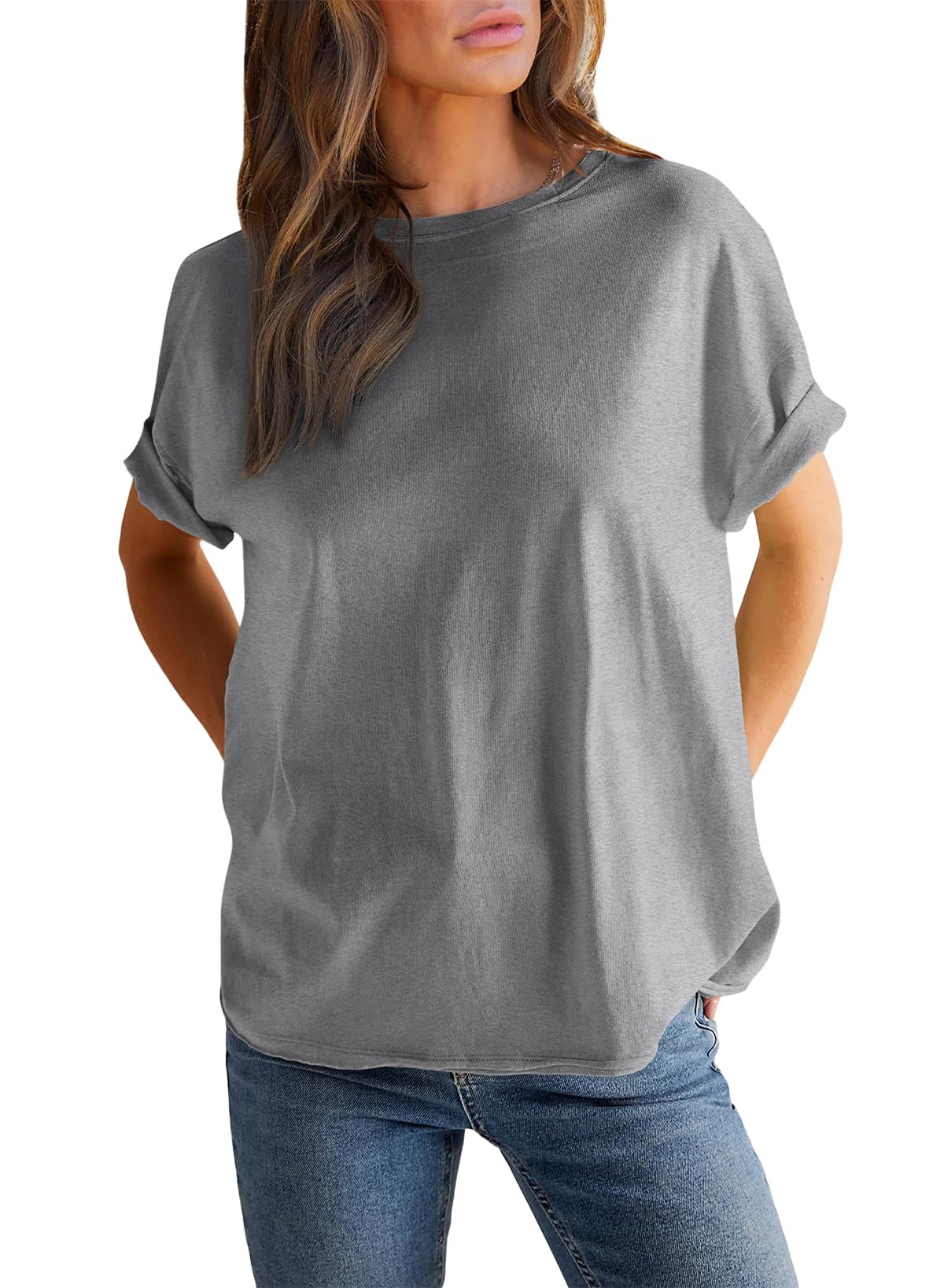 Women’s Solid Color Round Neck Short Sleeve T-shirt (Buy 2 Free Shipping)