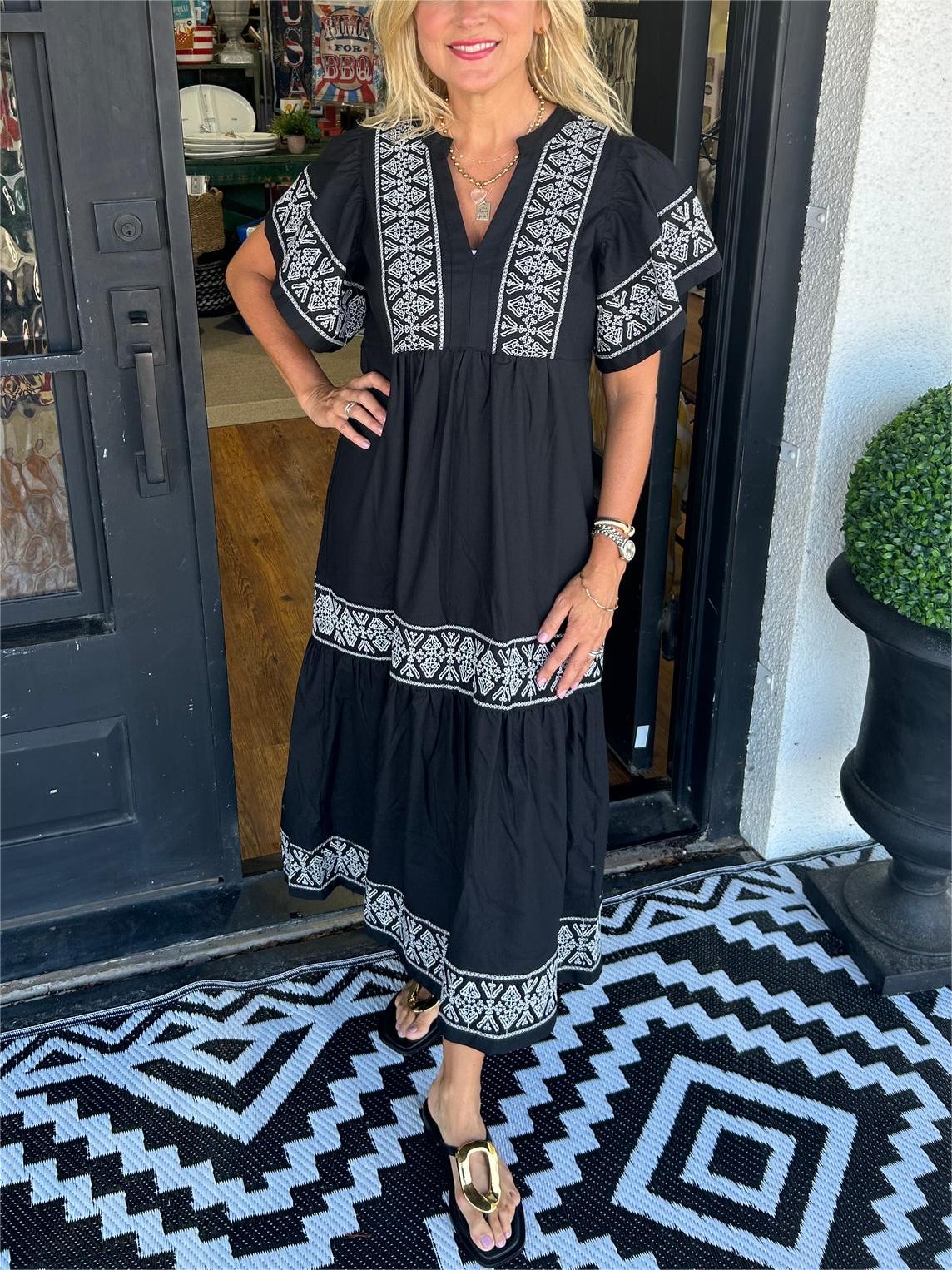 Boho-Maxikleid mit V-Ausschnitt für Damen (2 Stück kaufen, kostenloser Versand)