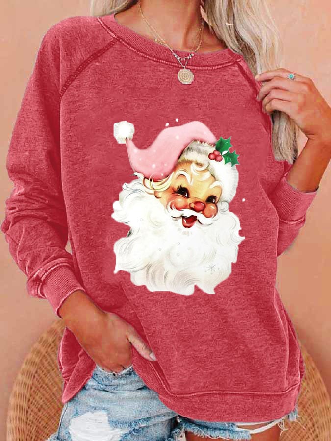 🔥Compra 3 y obtén un 10 % de descuento🔥Sudadera con estampado retro navideño de Papá Noel 