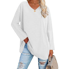 Women's Loose Long Sleeve Fashion V-neck Top (Buy 3 Free Shipping)