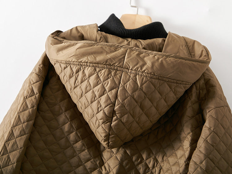 Diamond Pattern Cotton Coat Quilted Car Coat