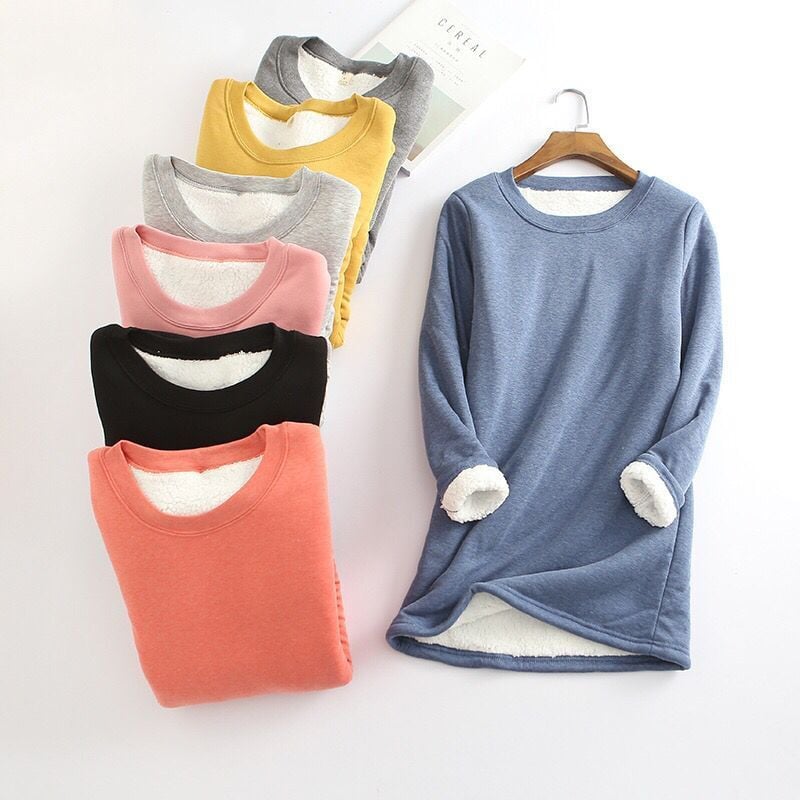 Women‘s Casual Cotton Round Neck Solid Sweatshirt