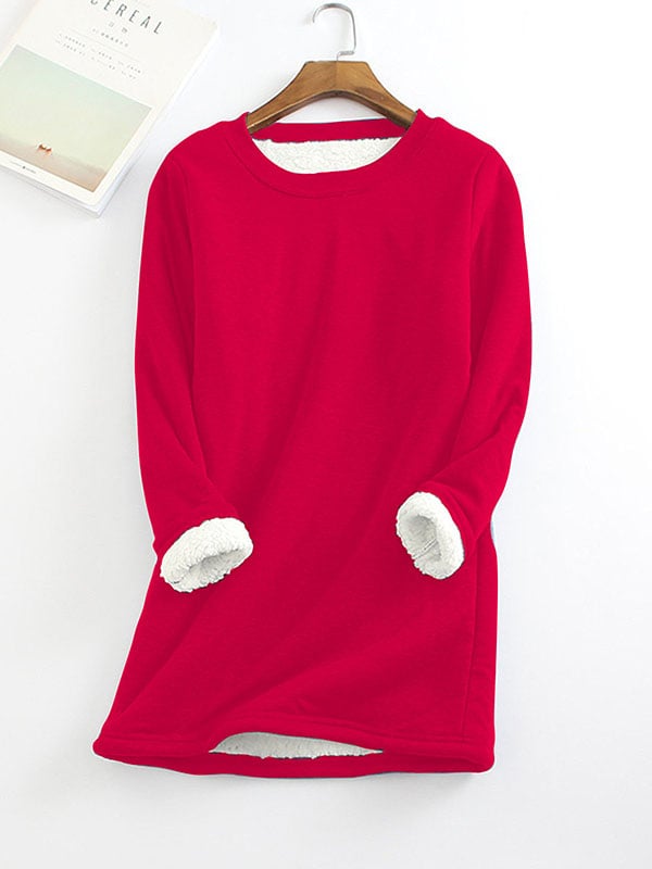 Women‘s Casual Cotton Round Neck Solid Sweatshirt