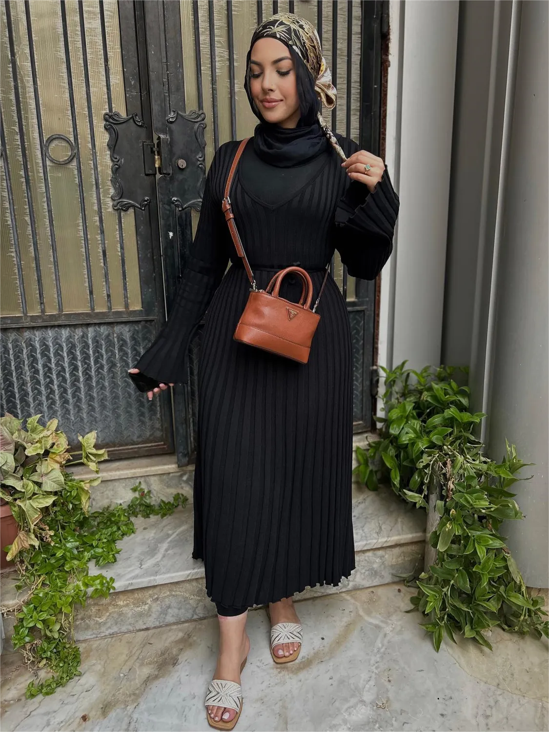 2024 Fall New Sleeved Knit Midi Dress