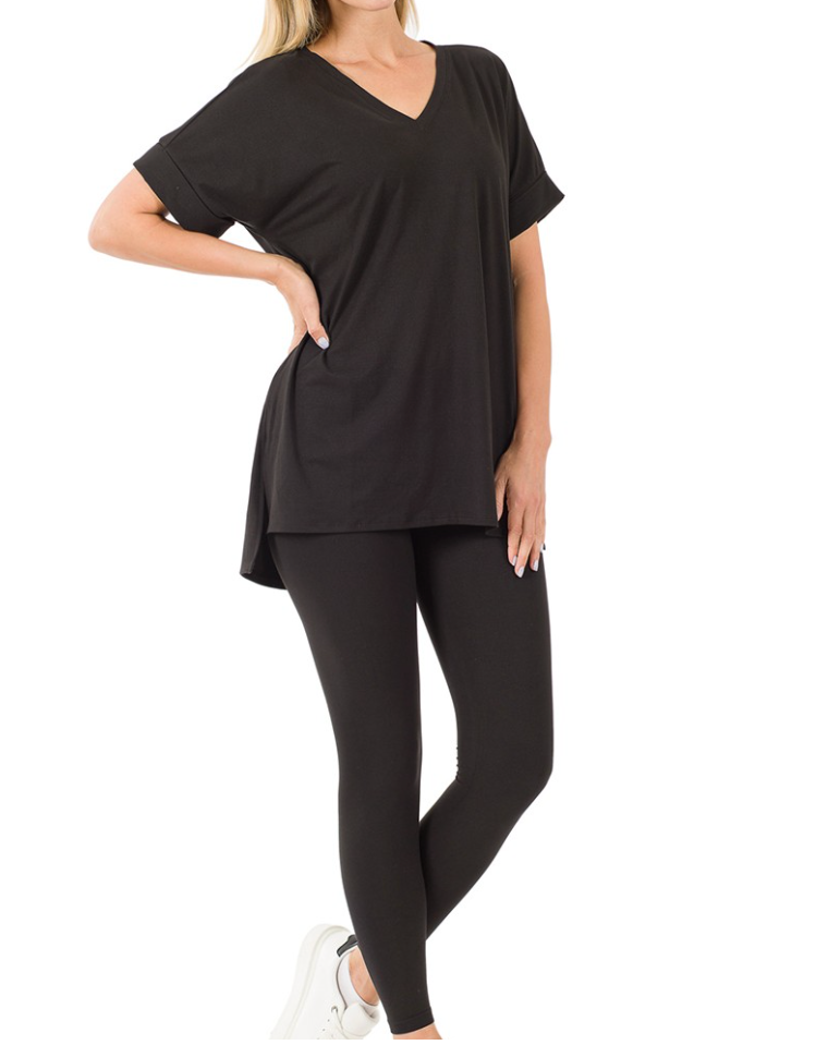 Conjunto de camiseta y leggings de manga corta ultra cómodos para mujer (compre 2 y envío gratis)