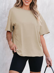 Women’s Solid Color Round Neck Short Sleeve T-shirt (Buy 2 Free Shipping)