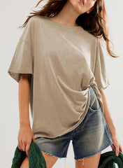 Women’s Solid Color Round Neck Short Sleeve T-shirt (Buy 2 Free Shipping)