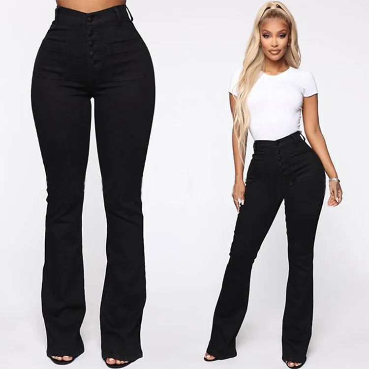 🔥🔥Button Fly Booty Shaping High Waist Flare Jeans