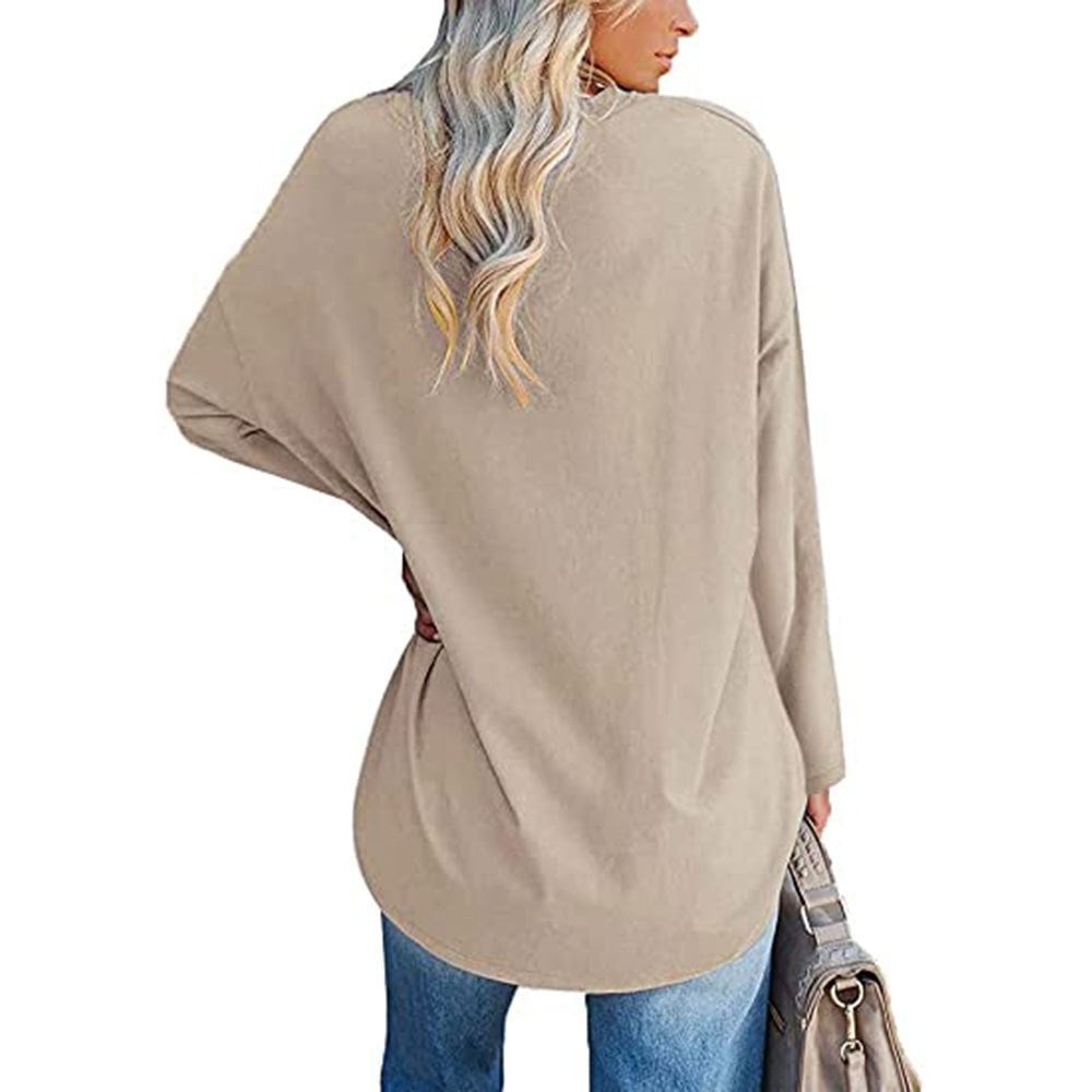 Women's Loose Long Sleeve Fashion V-neck Top (Buy 3 Free Shipping)