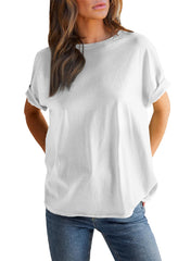 Women’s Solid Color Round Neck Short Sleeve T-shirt (Buy 2 Free Shipping)