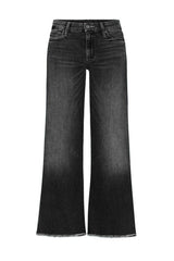 Washed Raw Hem Mid Waist Straight Leg Jeans (Buy 2 Free Shipping)