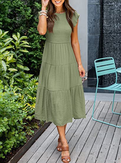 Women's Summer Casual Flutter Short Midi Dress