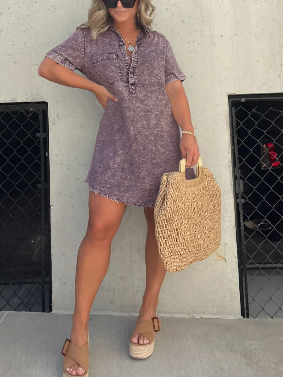 New Women's Washed Shirt Dress (Buy 2 Free Shipping)