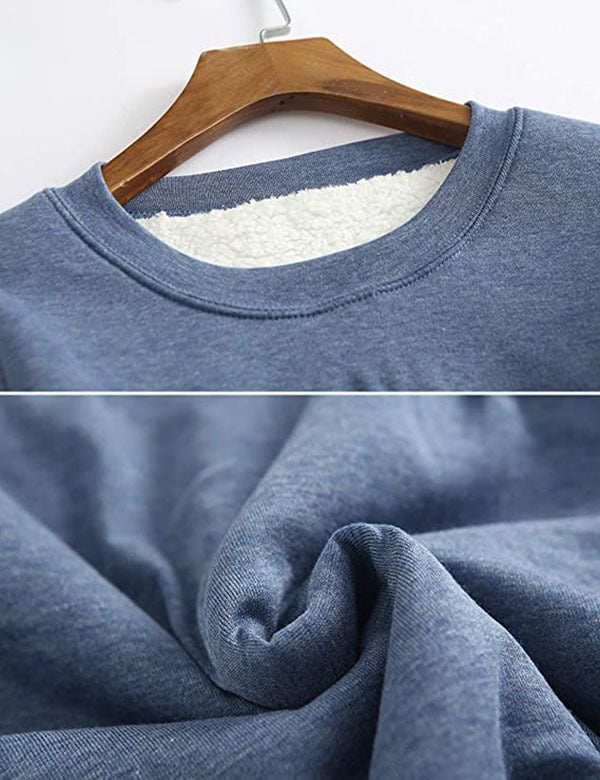 Women‘s Casual Cotton Round Neck Solid Sweatshirt