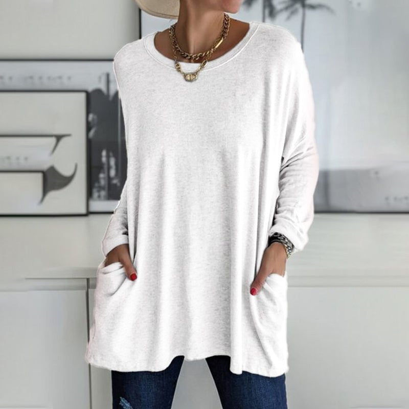 🔥HOT SALE-49% OFF-Round Neck Long Sleeve Pocket Solid T-Shirt