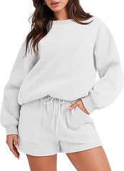 Women 2 Piece Sweatshirt & Shorts Lounge Set (Buy 2 Free Shipping)